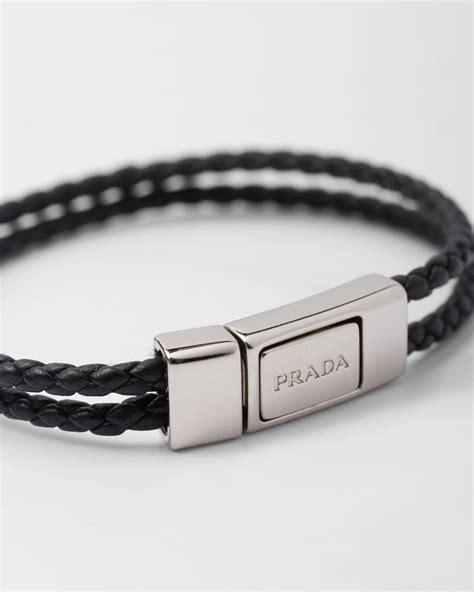 braided nappa leather bracelet prada|prada braided leather bracelet.